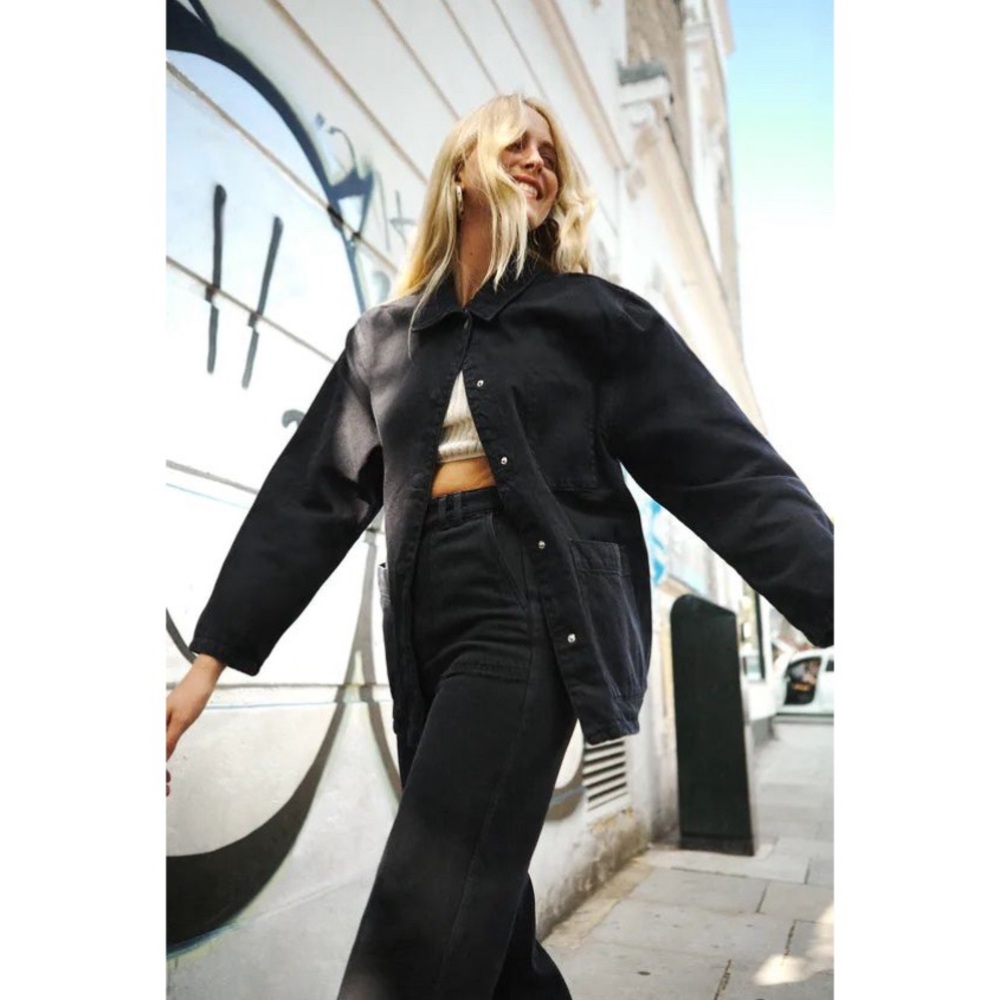 Zara Black Denim Overshirt Jacket